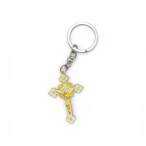 Gold White Cross Key Holder Bag Charm NWT